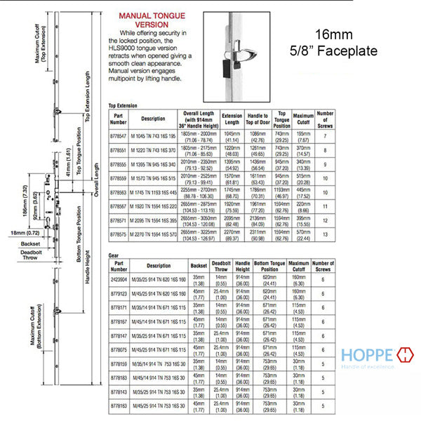5/8" Faceplate, 1-3/8" Backset, Bottom Tongue @ 29.65", Top Tongue @ 29.25", 36" Handle Height