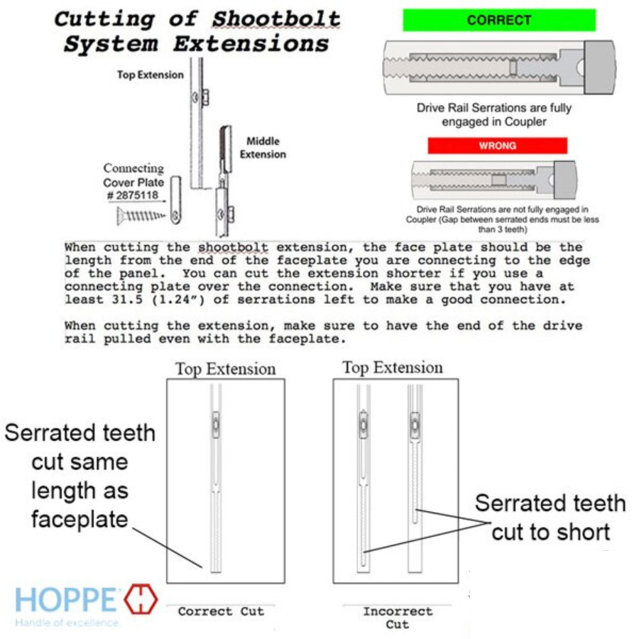 HOPPE 3-POINT MULTIPOINT LOCK, DOOR HEIGHTS 85.47"- 89.41", 1-3/4" BACKSET, SHOOTBOLT VERSION