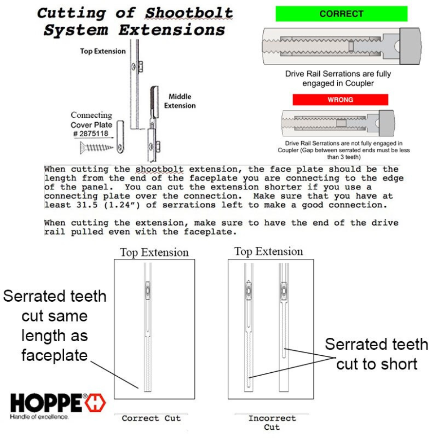 HOPPE 3-POINT MULTIPOINT LOCK, DOOR HEIGHTS 79.57 - 83.50", 1-3/8" BACKSET, SHOOTBOLT VERSION