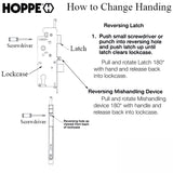 Hoppe Multipoint Lock, 1-3/8" backset, Manual 2 rollers Bottom @ 29.53" & Top @ 50.59