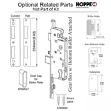 Hoppe Multipoint Lock, 1-3/8" backset, Manual 2 rollers Bottom @ 29.53" & Top @ 50.59