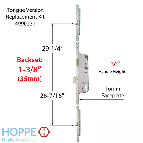 Replacement Kit for 71 - 85-5/8 inch OLD STYLE Tongue Version, 35mm backset