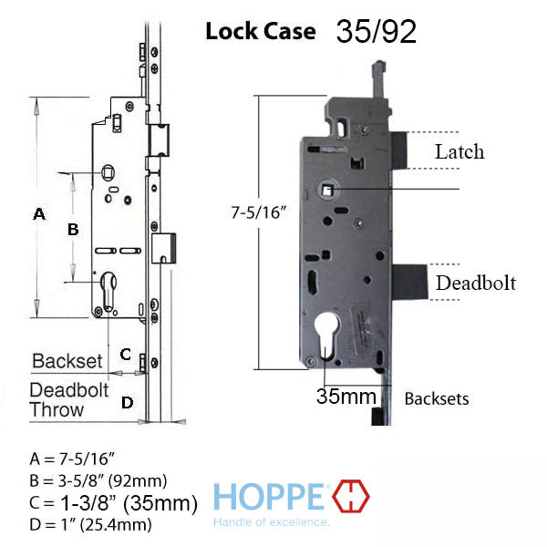 Replacement Kit for 76.3 - 80.3 inch Fuhr Shootbolt Multipoint Lock, 39-1/2 inch Handle Height