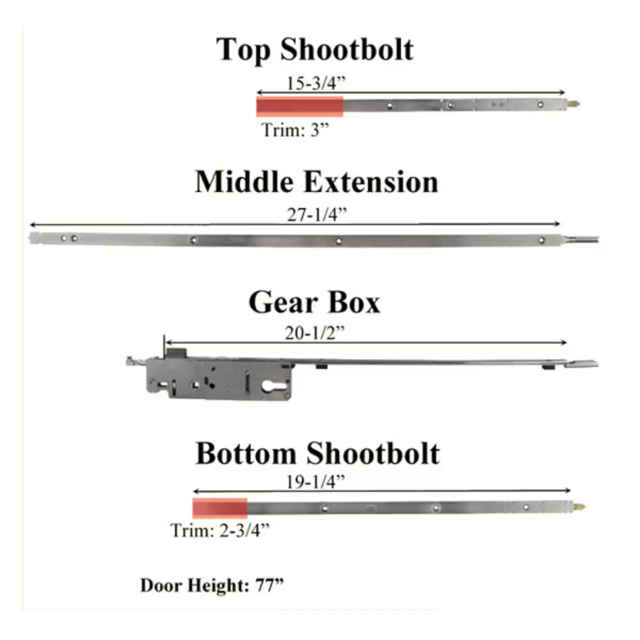 HOPPE REPLACEMENT FOR FUHR / CARADCO 5-POINT MULTIPOINT LOCK - 77 IN. ACTIVE