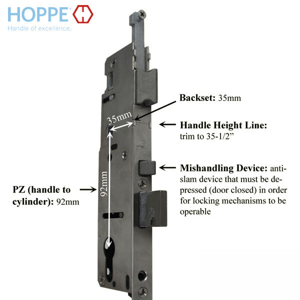 HOPPE Replacement for FUHR / Caradco 5-Point Multipoint Lock - 93 in. Active