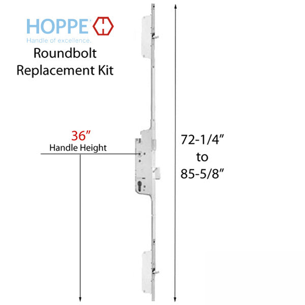 Replacement Kit for discontinued 80 inch Fuhr Roundbolt 45mm backset