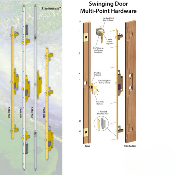 3070 Trilennium Multipoint Lock 6-8 Door Left - Choose Finish