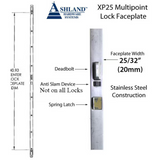 Ashland Xp25 3 Point Shootbolt Multipoint Lock, 60mm Backset, 20mm Faceplate Square Ends