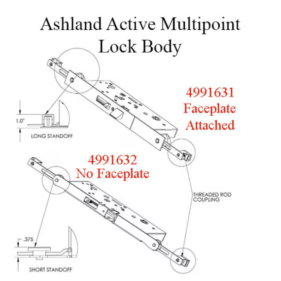 Ashland Active Concealed Multi-Point Lock Rod, 60/92, No Faceplate