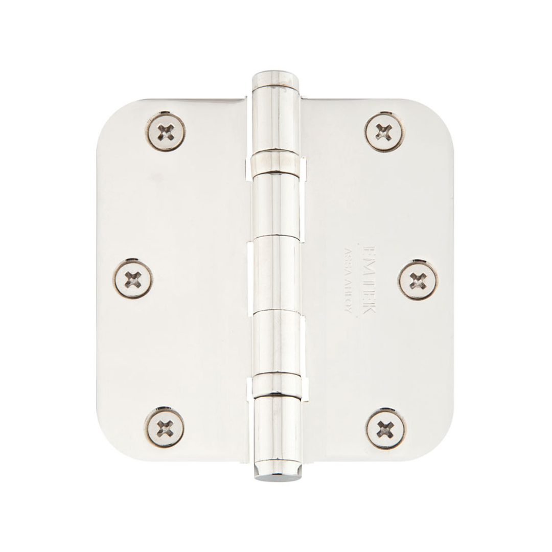 Emtek 94033 Heavy Duty Ball Bearing Hinges (Pair), 3-1/2" x 3-1/2" with 5/8" Radius Corners, Plated Steel