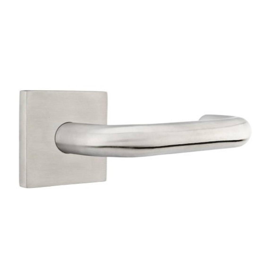 Emtek S300 STAINLESS STEEL - LEVERSETS & KNOBSETS With Square Rosette Dummy, Pair