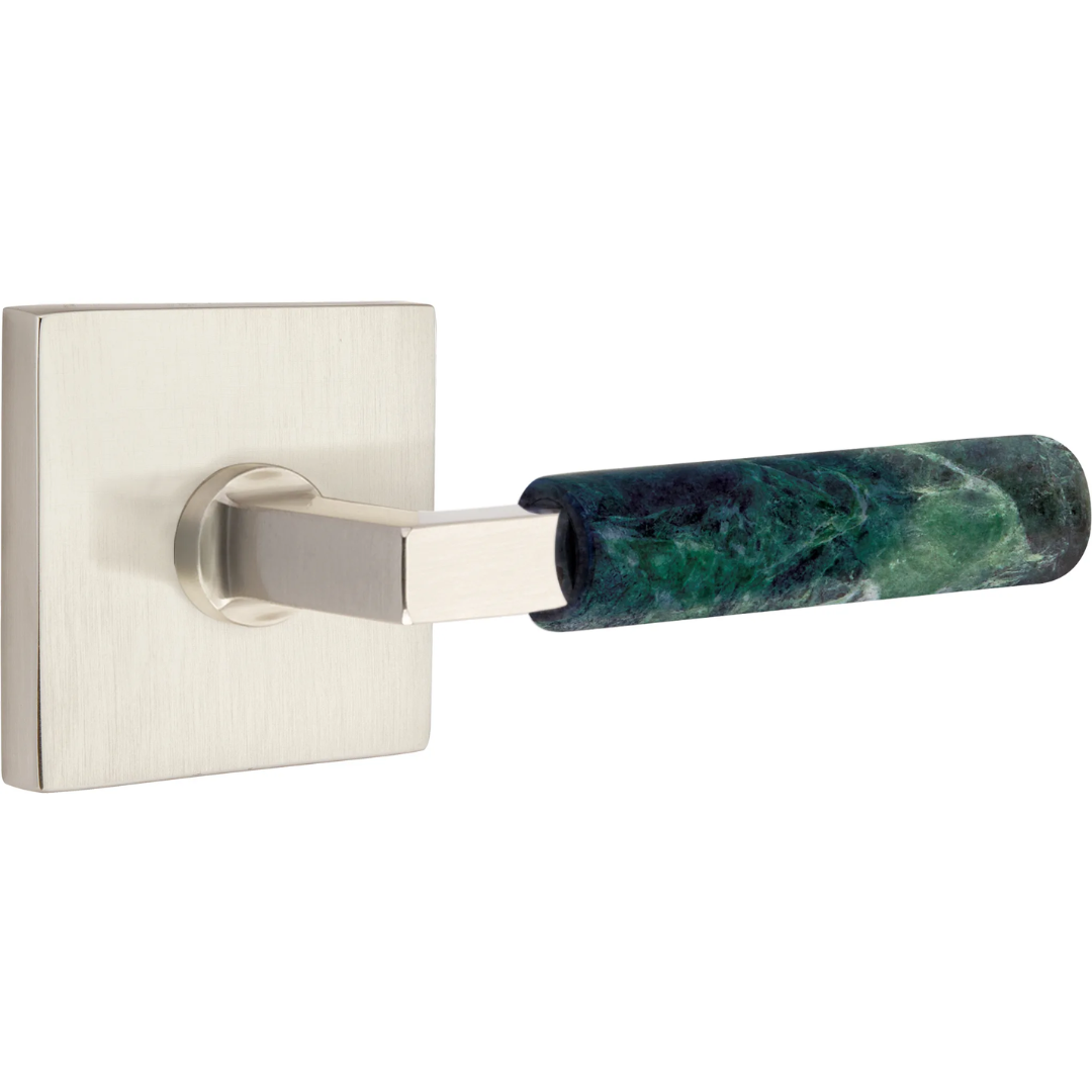 Emtek  5110 Select Brass Lever Handle With Stem And Square Rosette Passage Set