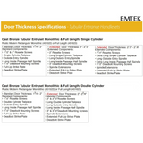 Emtek 452522 Rustic Modern Rectangular Monolithic Entrance Handleset - Sandcast Bronze Tubular - Double Cylinder