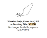 Marvin Sliding Patio Door Sill Weatherstrip V1138, Sold by foot - Beige
