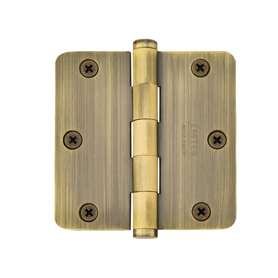 Emtek 91023 Residential Plain Bearing Hinges (Pair), 3-1/2" x 3-1/2" with 1/4" Radius Corners, Plated Steel