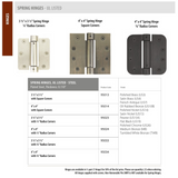 Emtek 95014 Spring Hinges (Pair), 4" x 4" with Square Corners, UL Listed, Plated Steel