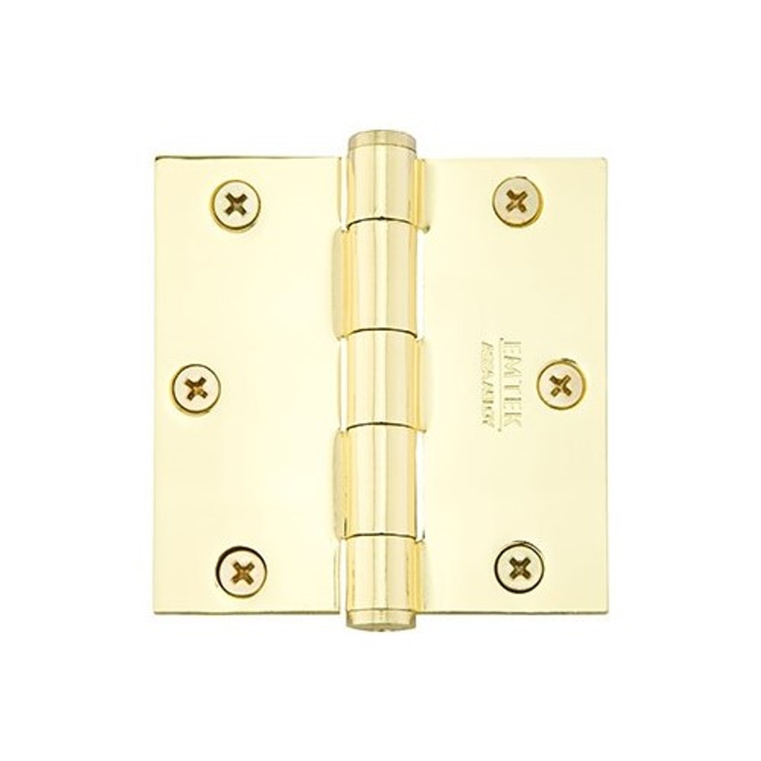Emtek 92013 Heavy Duty Plain Bearing Hinges (Pair), 3-1/2" x 3-1/2" with Square Corners, Plated Steel