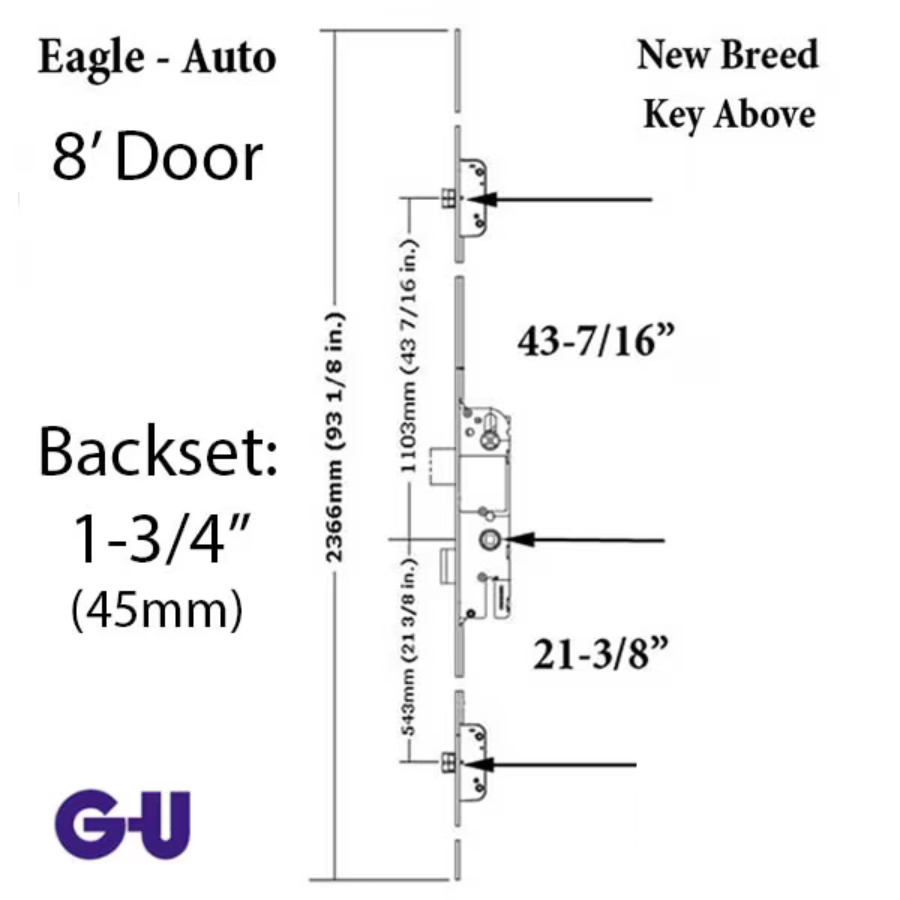 G-U EAGLE NEW BREED MULTIPOINT LOCK KIT WITH LATCHBOLTS 8-0 DOOR