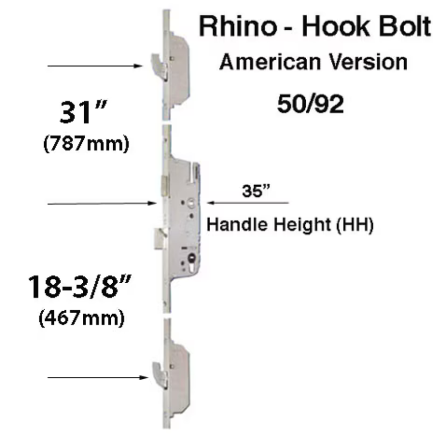 RHINO 50/92 ACTIVE 3-POINT HOOK BOLT , G-U / FERCO - SILVER FERGUARD