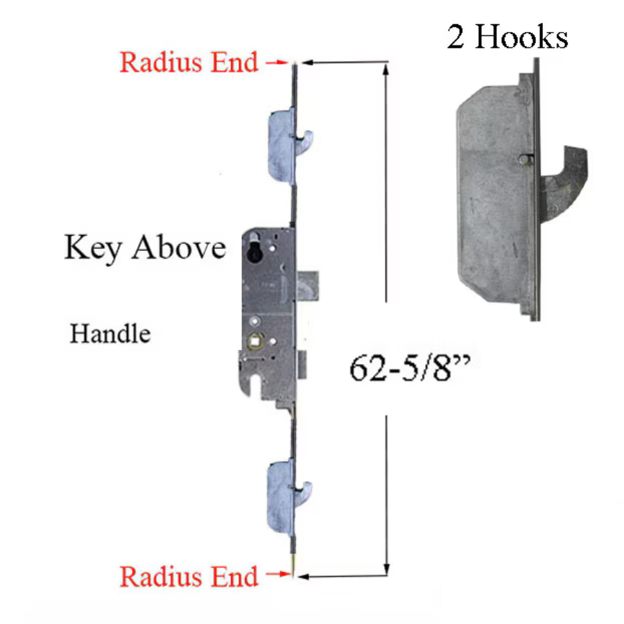 16MM SECURY SH2 RHINO WITH RADIUS ENDS AND ANTI-SLAM DEVICE FOR LATCH, 45/92, 6'-8" DOORS