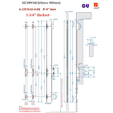 16MM SECURY SH2 RHINO WITH RADIUS ENDS AND ANTI-SLAM DEVICE FOR LATCH, 45/92, 8'-0" DOORS