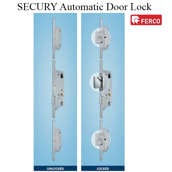 GU SECURITY AUTOMATIC DOOR LOCK, 6'8" DOOR, STAINLESS STEEL