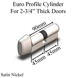 90MM EURO / PROFILE CYLINDER 45/45 WITH RECTANGULAR THUMBTURN - SATIN NICKEL