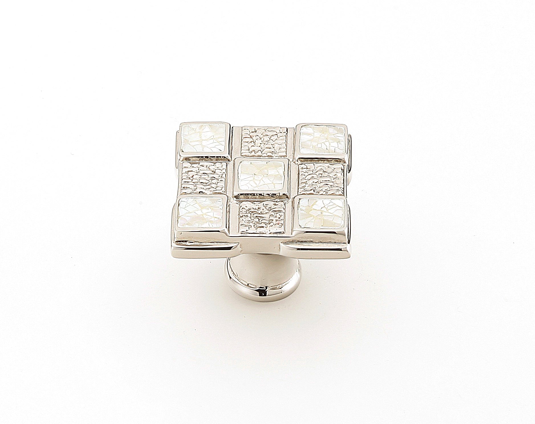 Schaub Avalon Bay, Square Knob, 9 sections, Black Mother & White Mother of Pearl inlaid on Solid Brass