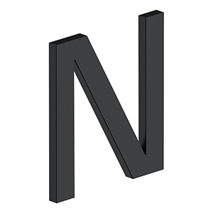 4" LETTER N, E SERIES WITH RISERS, STAINLESS STEEL
