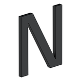 4" LETTER N, E SERIES WITH RISERS, STAINLESS STEEL