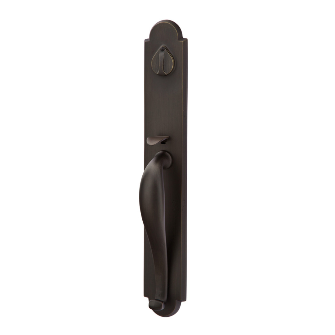Emtek 451332 Greeley Entrance Handleset - Sandcast Bronze Tubular - Single Cylinder