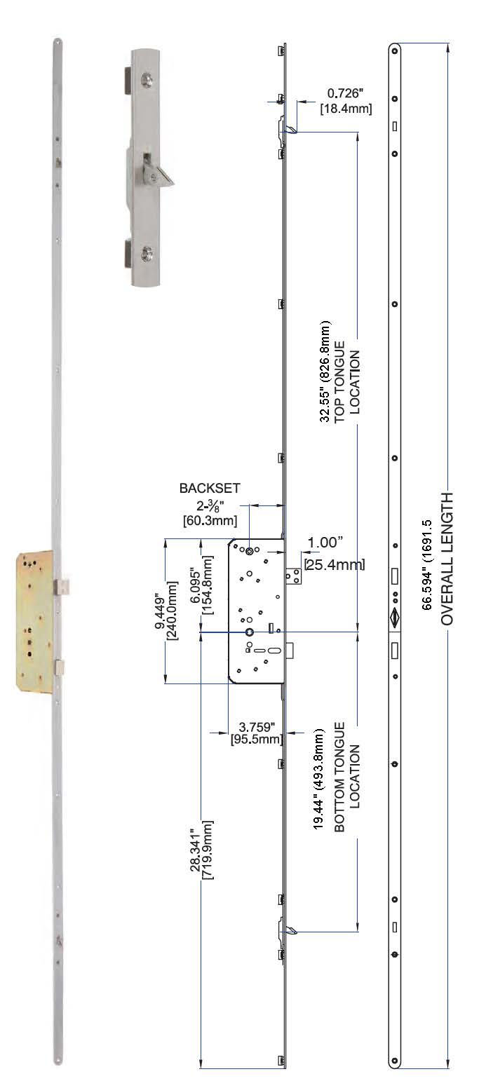 73118868 Rockwell ST Multipoint lock with Deadlocking Tongue in Stainless Steel