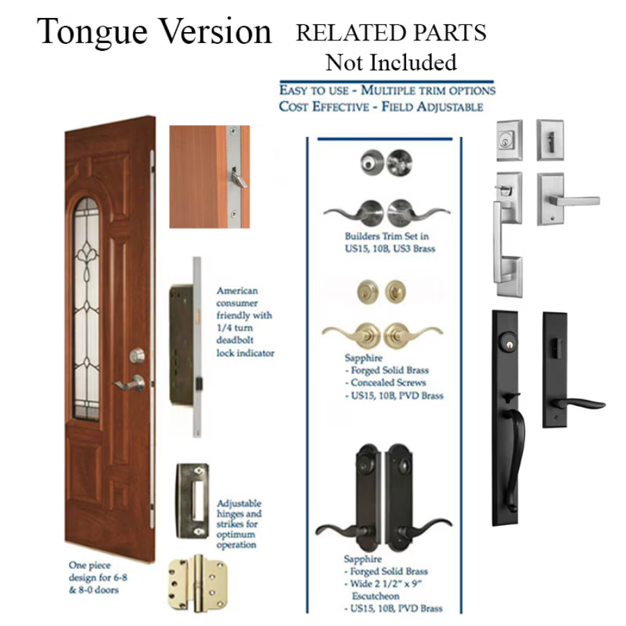 Rockwell Sentry Multi Point Lock Tongue Version 8 Foot Doors Stainless Steel
