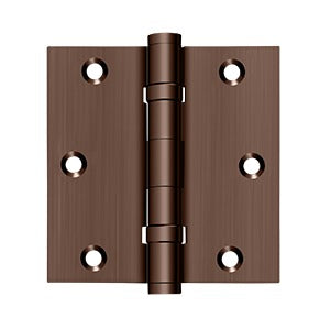 3-1/2"x3-1/2" Square Hinge, Ball Bearing, Solid Brass