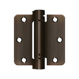 3-1/2"x3-1/2"x1/4" Radius Spring Hinge, Steel