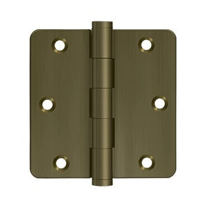 3-1/2"x3-1/2"x1/4" Radius Hinge, Solid Brass