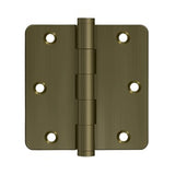 3-1/2"x3-1/2"x1/4" Radius Hinge, Solid Brass