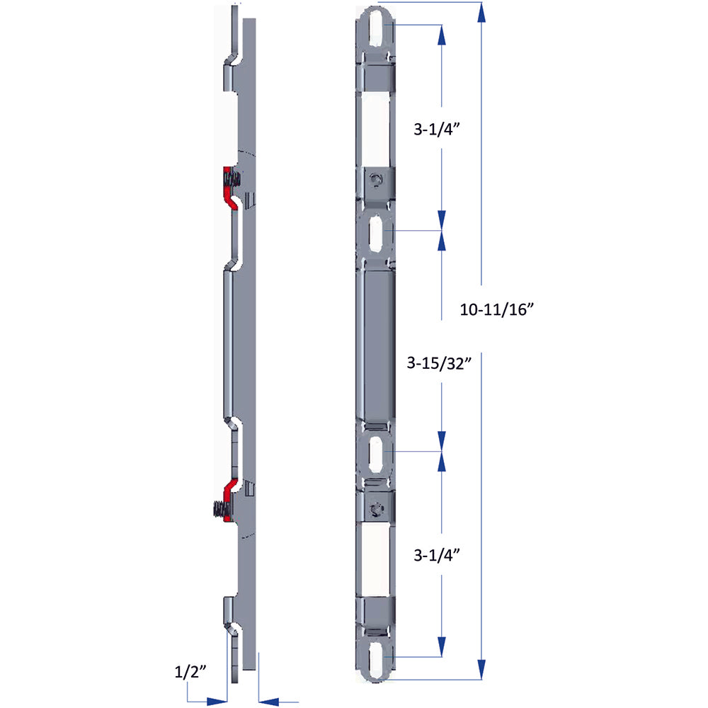 78020887 1/2? Height Keeper for Rockwell Apex Dual Point Sliding Door Lock in Stainless Steel