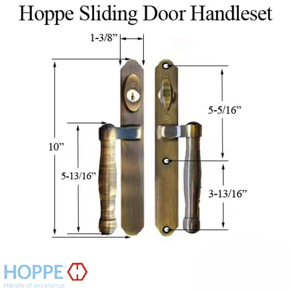 HOPPE HLS 9000 SLIDING DOOR HANDLE-SET, M574/2170N ACTIVE KEYED - ANTIQUE BRASS