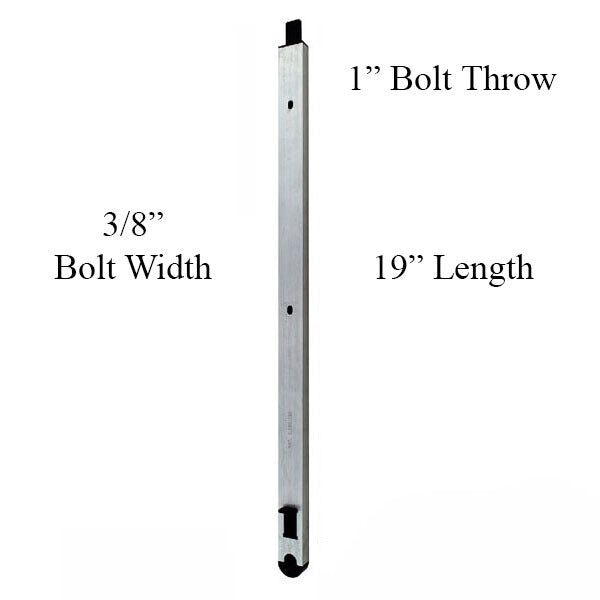 19" Magnum Flush Slide Bolt, 3/8" Profile, 3/8" Wide Tip - 362034