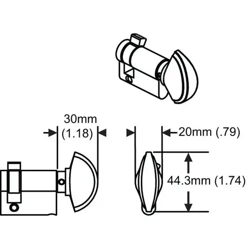 Hoppe Half Cylinder 90 degree with Crescent Knob 40.5 , Satin Nickel - 3637365