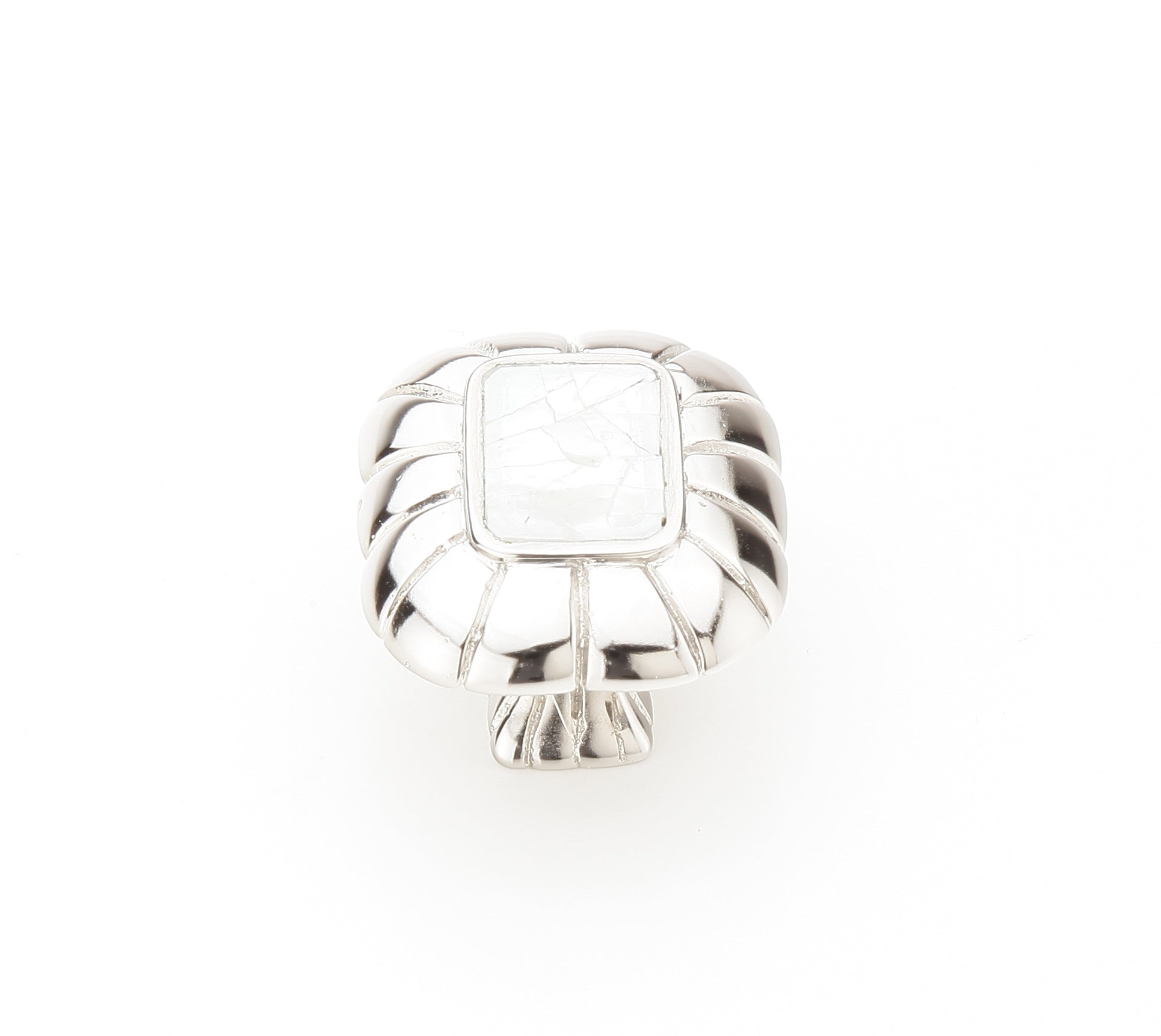 Schaub Mother of Pearl - Mother of Pearl inlaid on Solid Brass - Polished Nickel Rectangle Knob