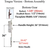 Hoppe Multipoint 1.38" Backset Manual Gear with Tongue Bottom Extension