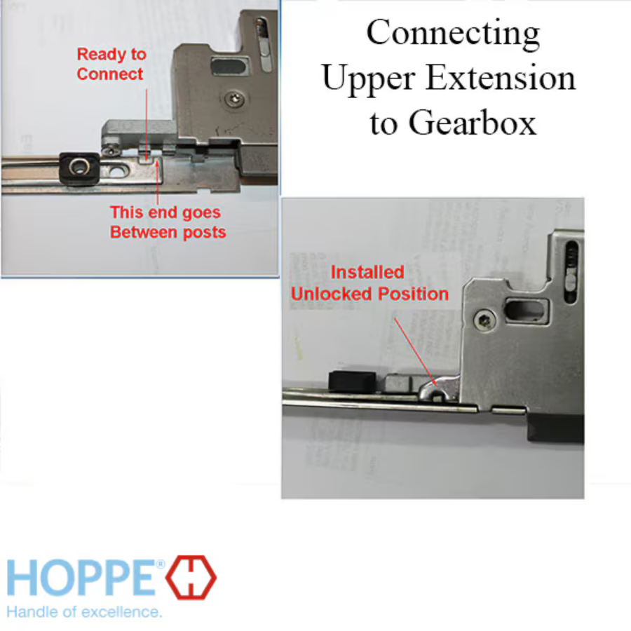 Hoppe Multipoint 1.38" Backset Manual Gear with Tongue Bottom Extension