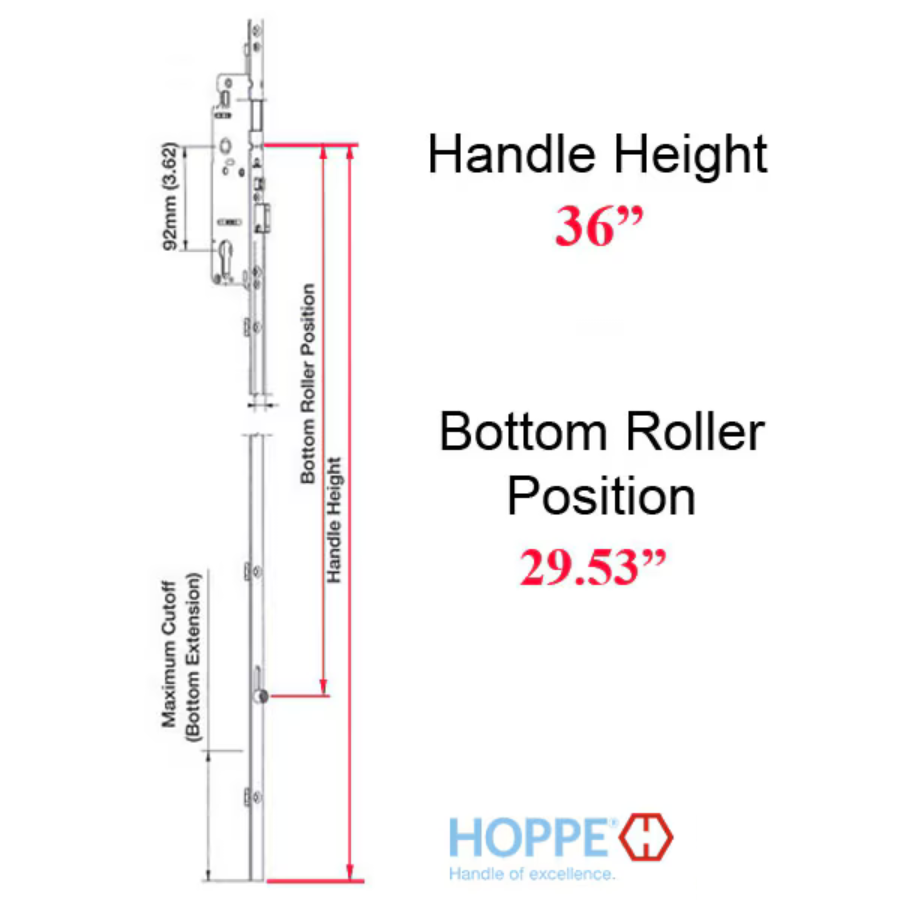 Hoppe 16mm Manual Gear, 45/92, Roller @ 29.53", 1" D/B - 8778223