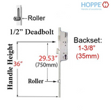 Hoppe Multipoint 1.38" Backset Manual Gear with Bottom Roller Extension 8778279