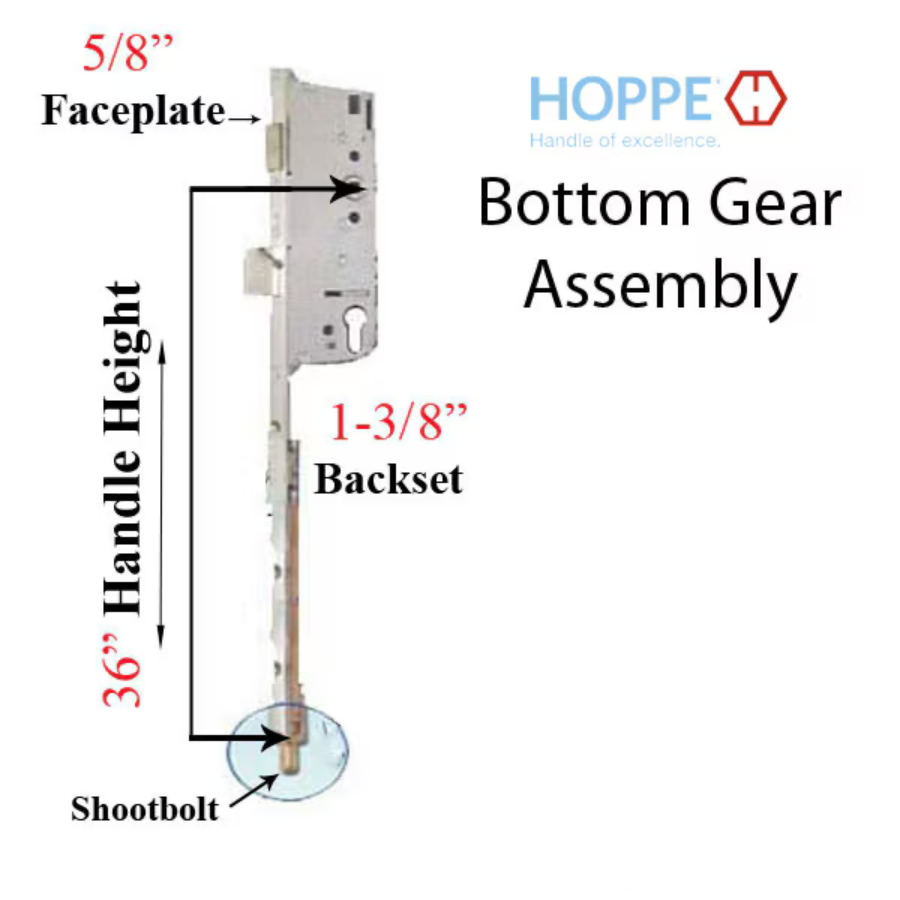 Hoppe Multipoint 1.38" Backset Manual Gear with Shootbolt