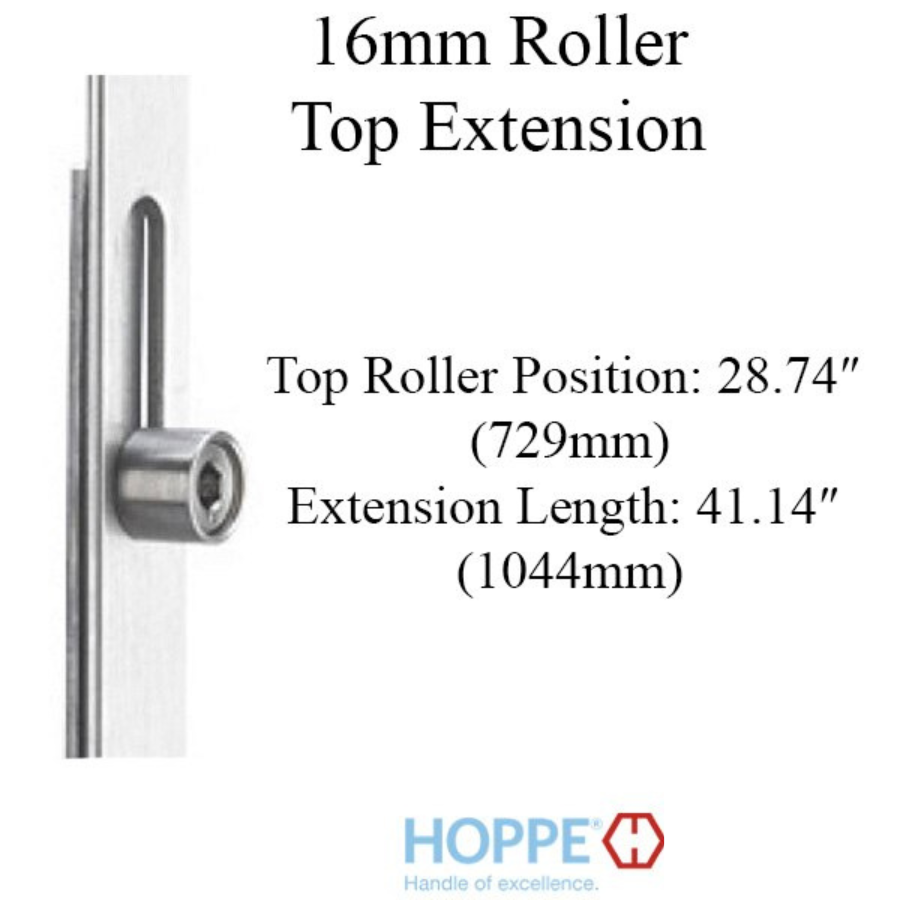 HOPPE 16mm Manual Top Extension, Roller @ 28.74", 41.14" Length