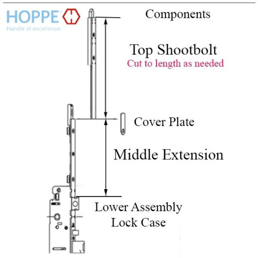 HOPPE 16mm Manual Top Extension, Shootbolt 15.75" length 8778611