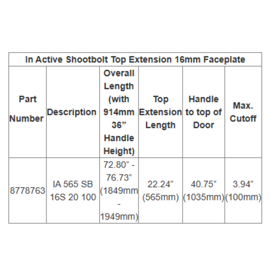 HOPPE In-active Top Extension with Shootbolt 22.24" - 8778763